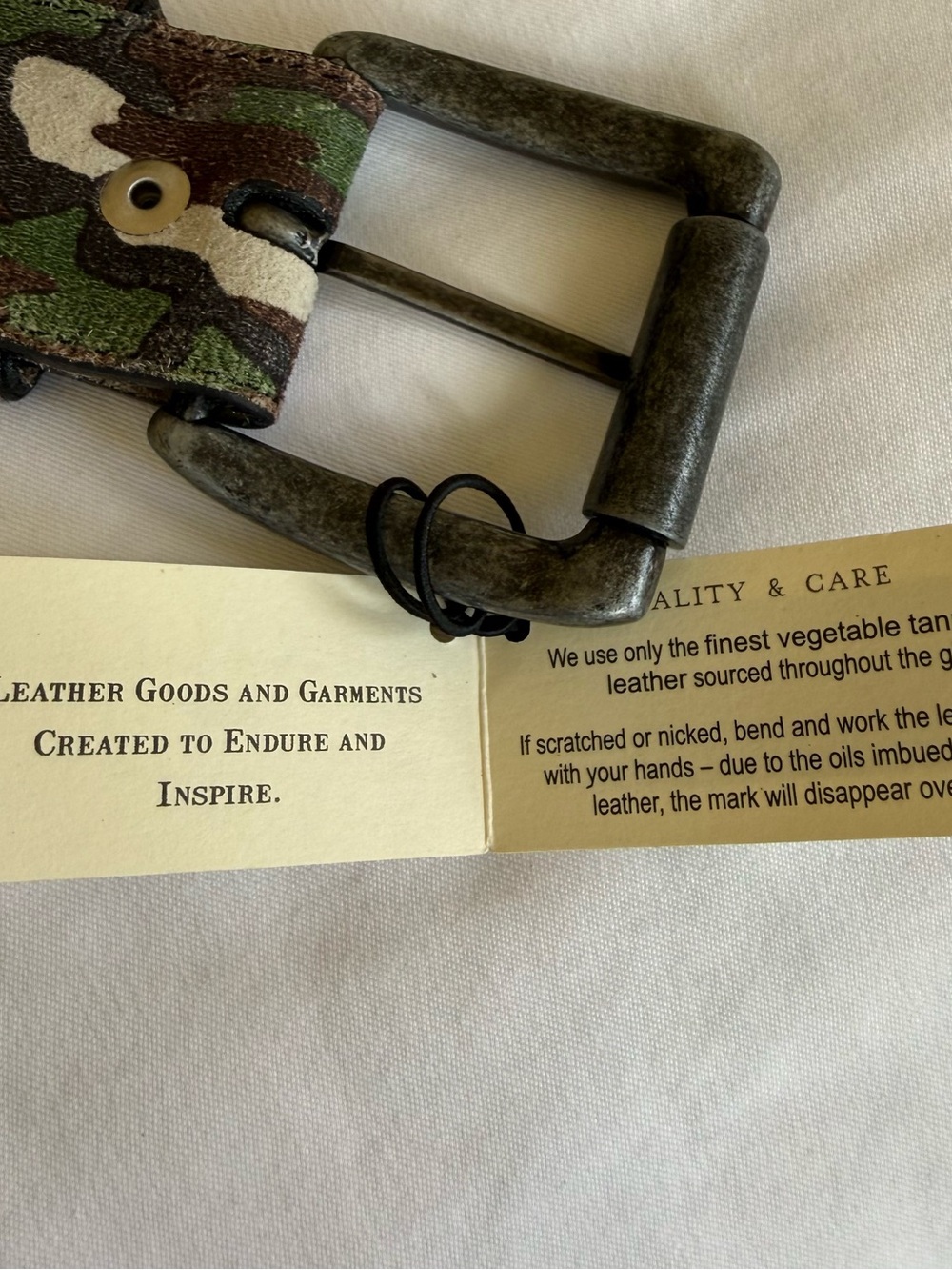 Will Leather Goods Camouflage Green Brown & Tan Leather Men’s Belt Size 36 - Picture 11 of 13